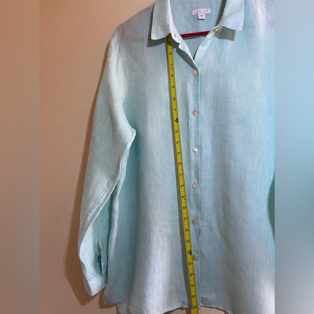 J. Jill Seafoam Button-Down Linen Shirt size:L - Picture 4 of 10